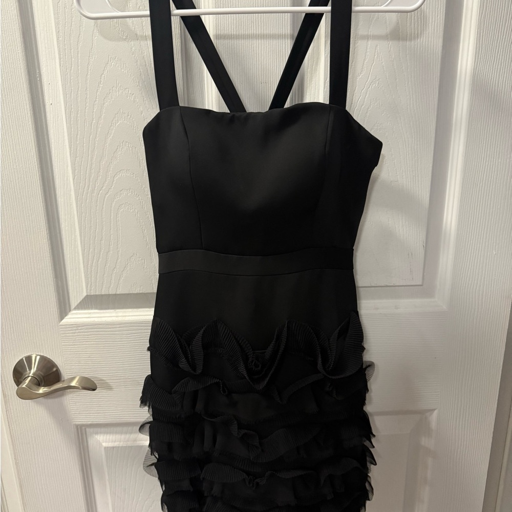 EUC BCBGMaxAzria Black Strappy Ruffle Holiday Dress 4 From  Pet Friendly Home